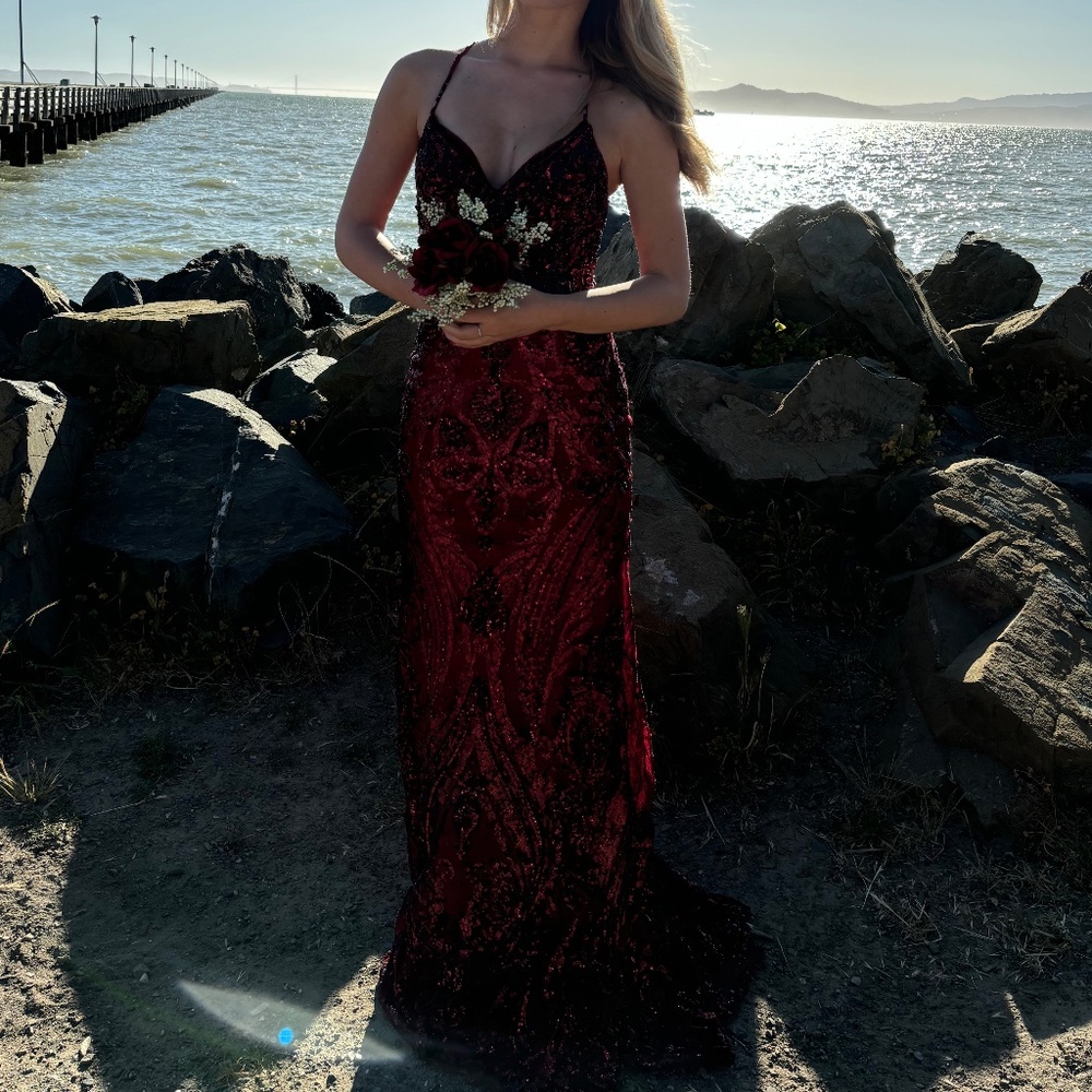 Long Red Sparkly Prom Dress! Size 0